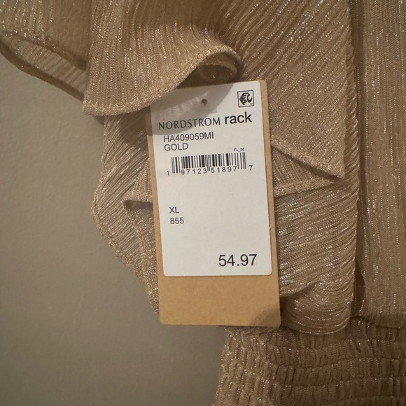 NWT Halogen V-Neck Smocked Waist Maxi Dress Gold - Picture 8 of 11